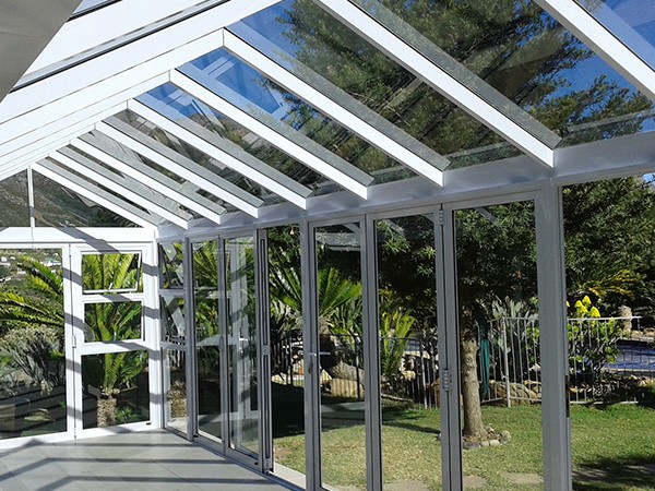 White aluminium pitched roof conservatory